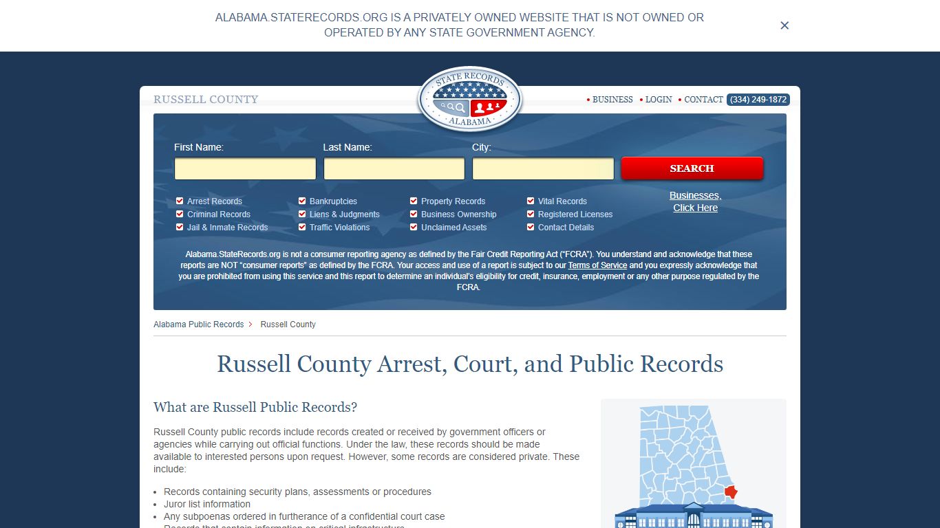 Russell County Arrest, Court, and Public Records
