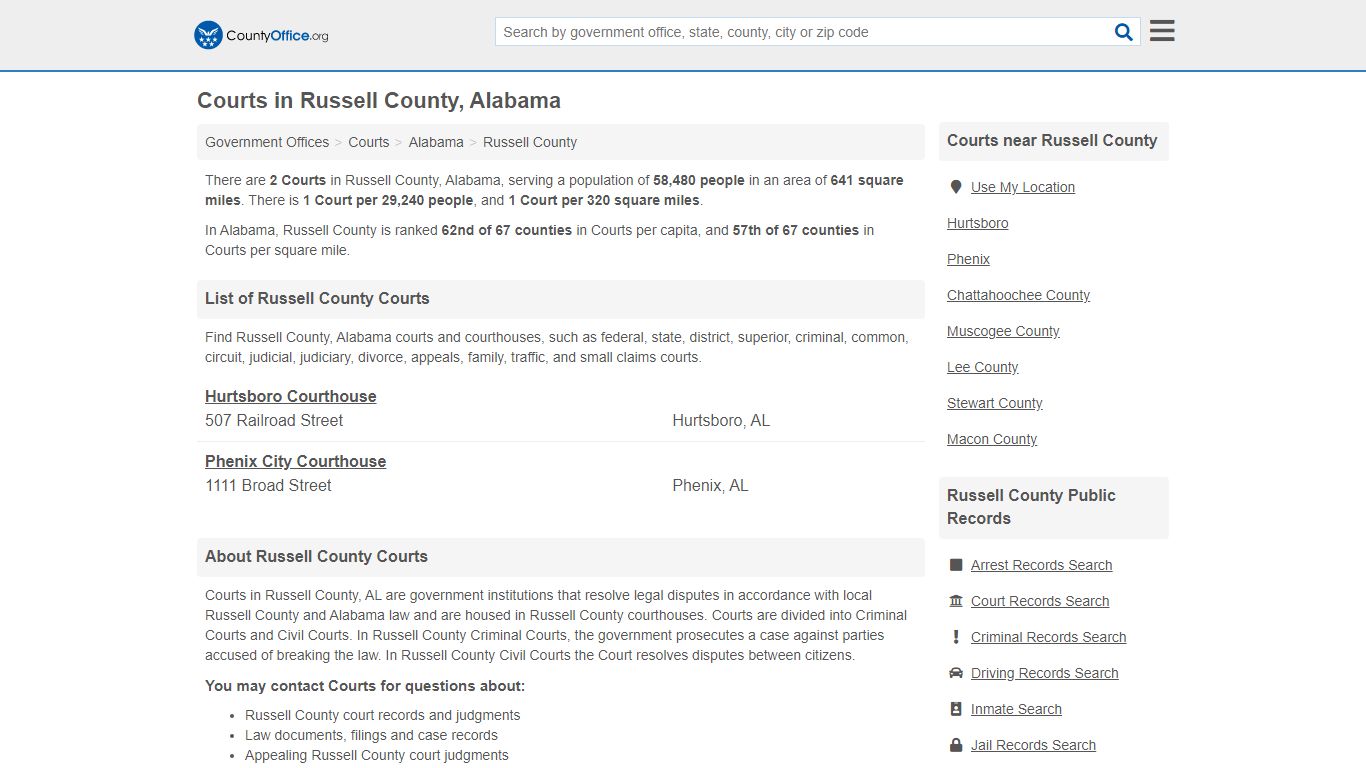 Courts - Russell County, AL (Court Records & Calendars)